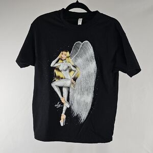 American Apparel Black Graphic Tee with Metallic Accent